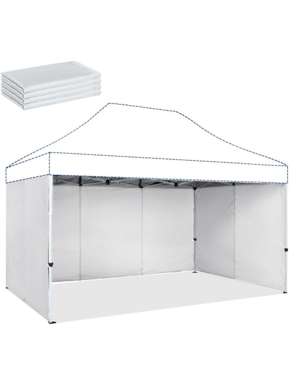 10x15 Canopy Sidewalls - Waterproof, UV Protection, Silver-Coated, 4pcs for